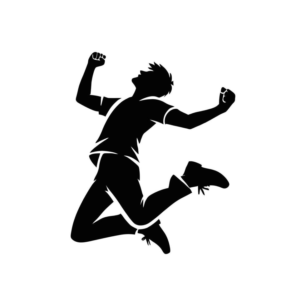 Dynamic Jumping Figure Silhouette for Energy and Happiness Themes vector