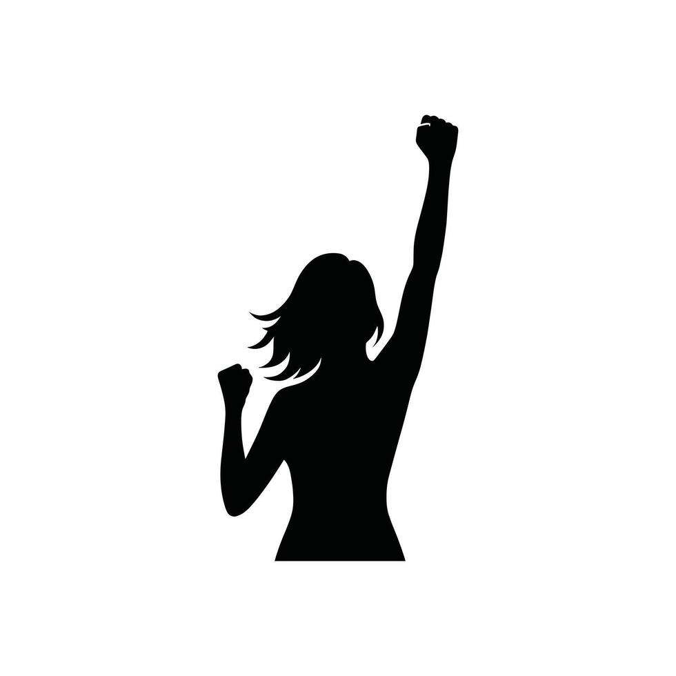 Elegant Silhouette of a Woman Expressing Freedom and Cheerfulness vector