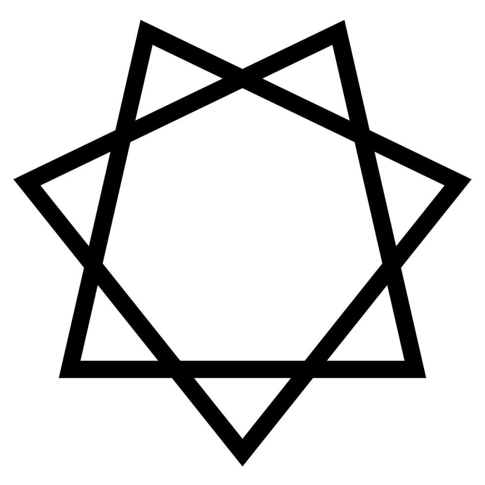 heptagram shape symbol, black and white silhouette illustration of septagram seven-point star isolated on white background vector