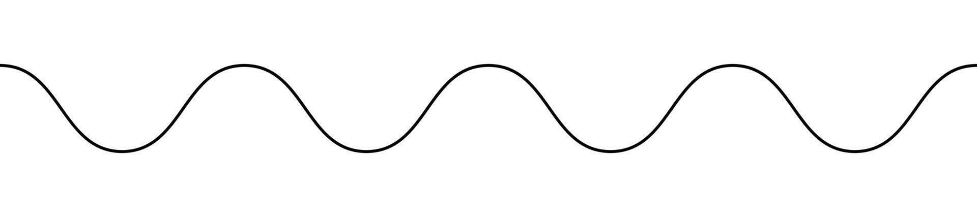 Sine wave, black and white horizontal sinusoidal line sinusoid - seamless repeatable vector