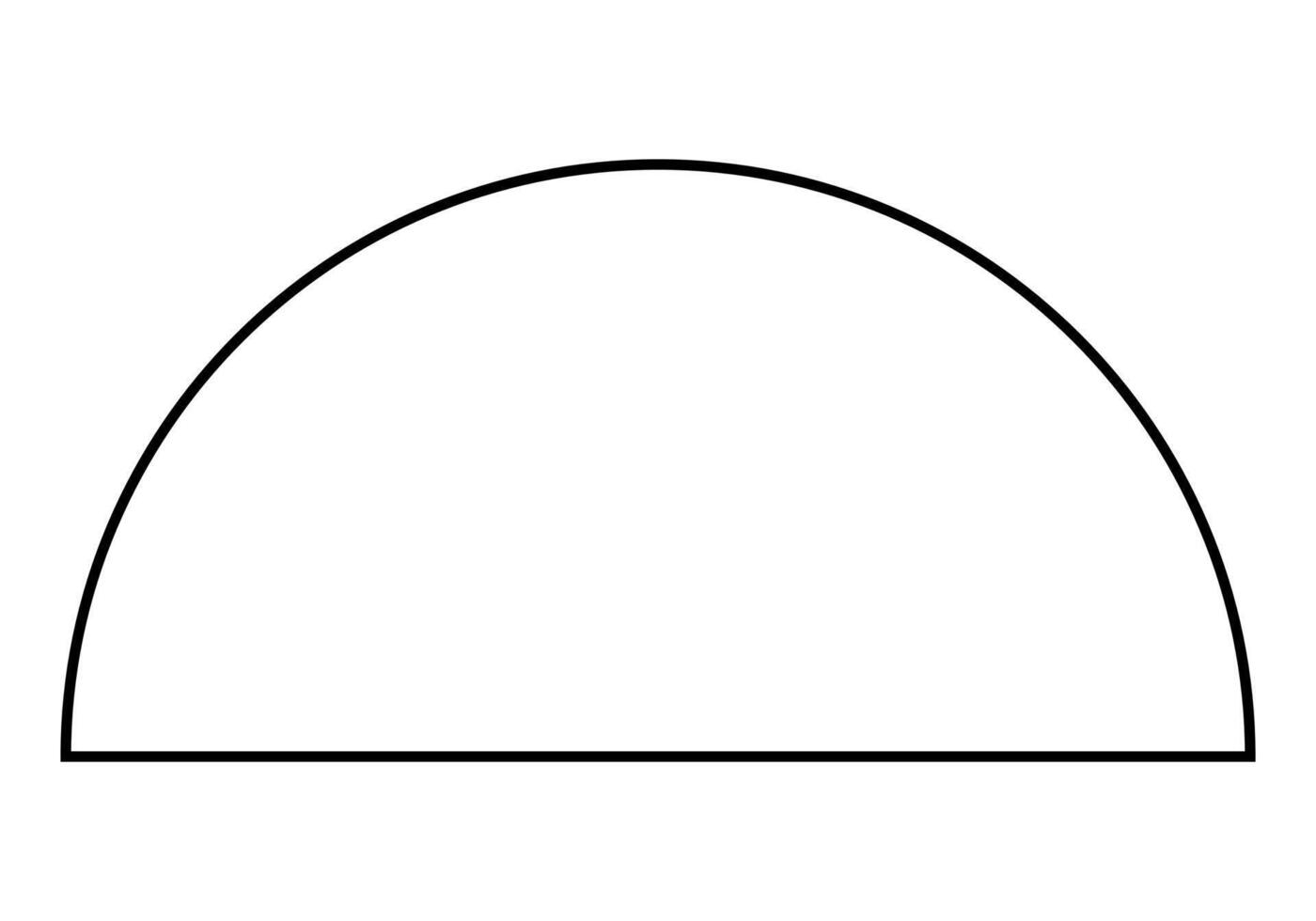 Lunette shape, black and white silhouette illustration of semicircle isolated on white background vector