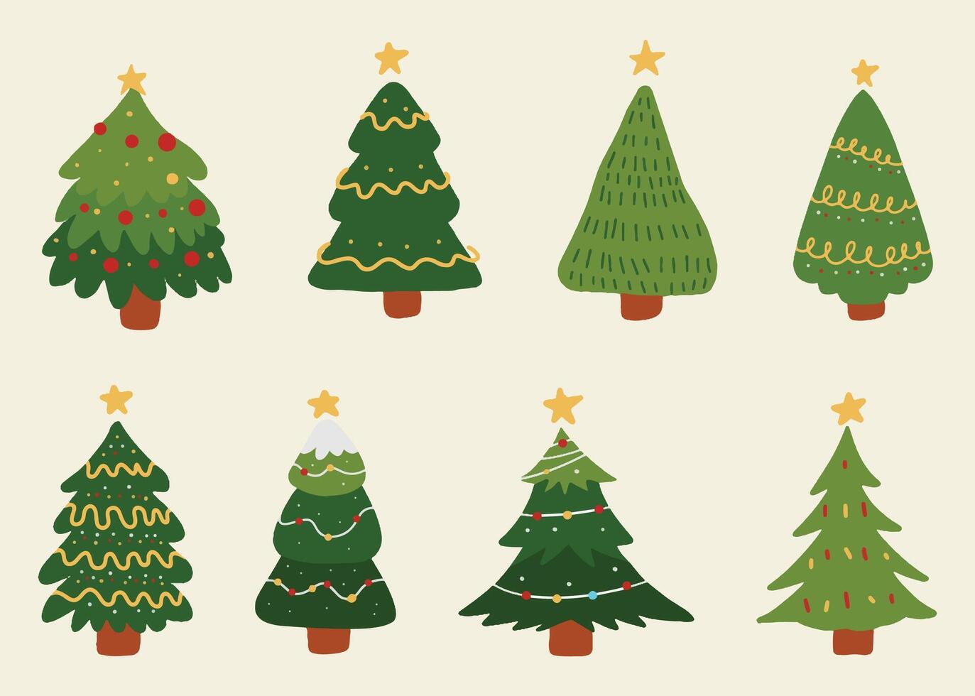 Collection of Christmas trees illustration vector
