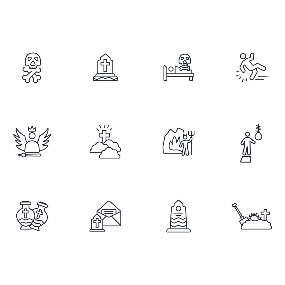 death icon set..Editable stroke.linear style sign for use web design,logo.Symbol illustration. vector