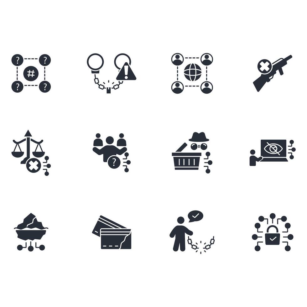 Dark web icon set..Editable stroke.linear style sign for use web design,logo.Symbol illustration. vector