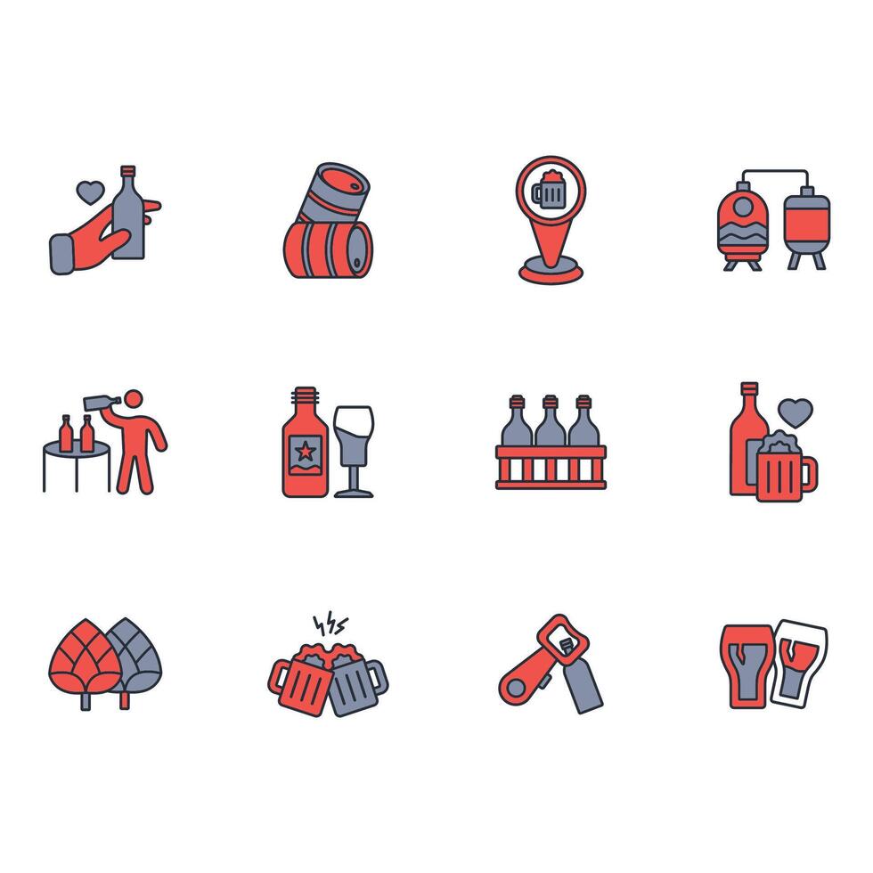 Beer icon set..Editable stroke.linear style sign for use web design,logo.Symbol illustration. vector