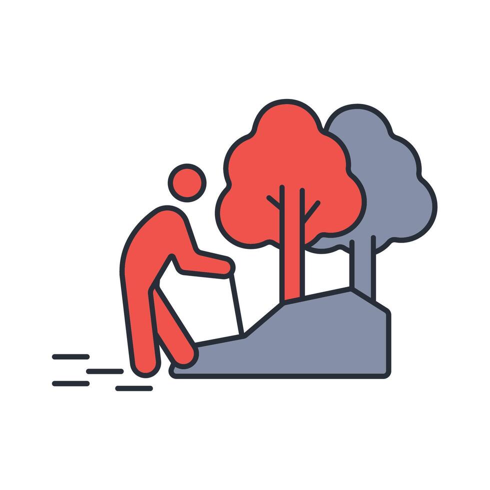 Hiking icon. .Editable stroke.linear style sign for use web design,logo.Symbol illustration. vector