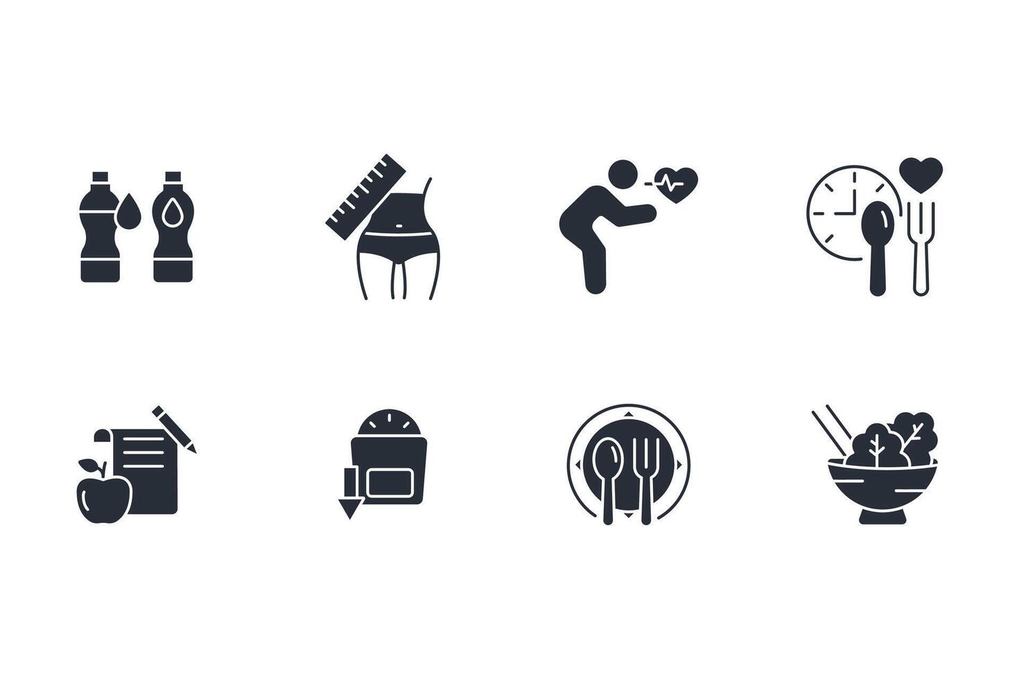 Weight loss icon set..Editable stroke.linear style sign for use web design,logo.Symbol illustration. vector