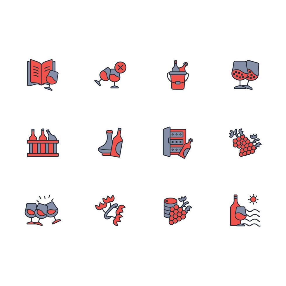 Wine icon set..Editable stroke.linear style sign for use web design,logo.Symbol illustration. vector