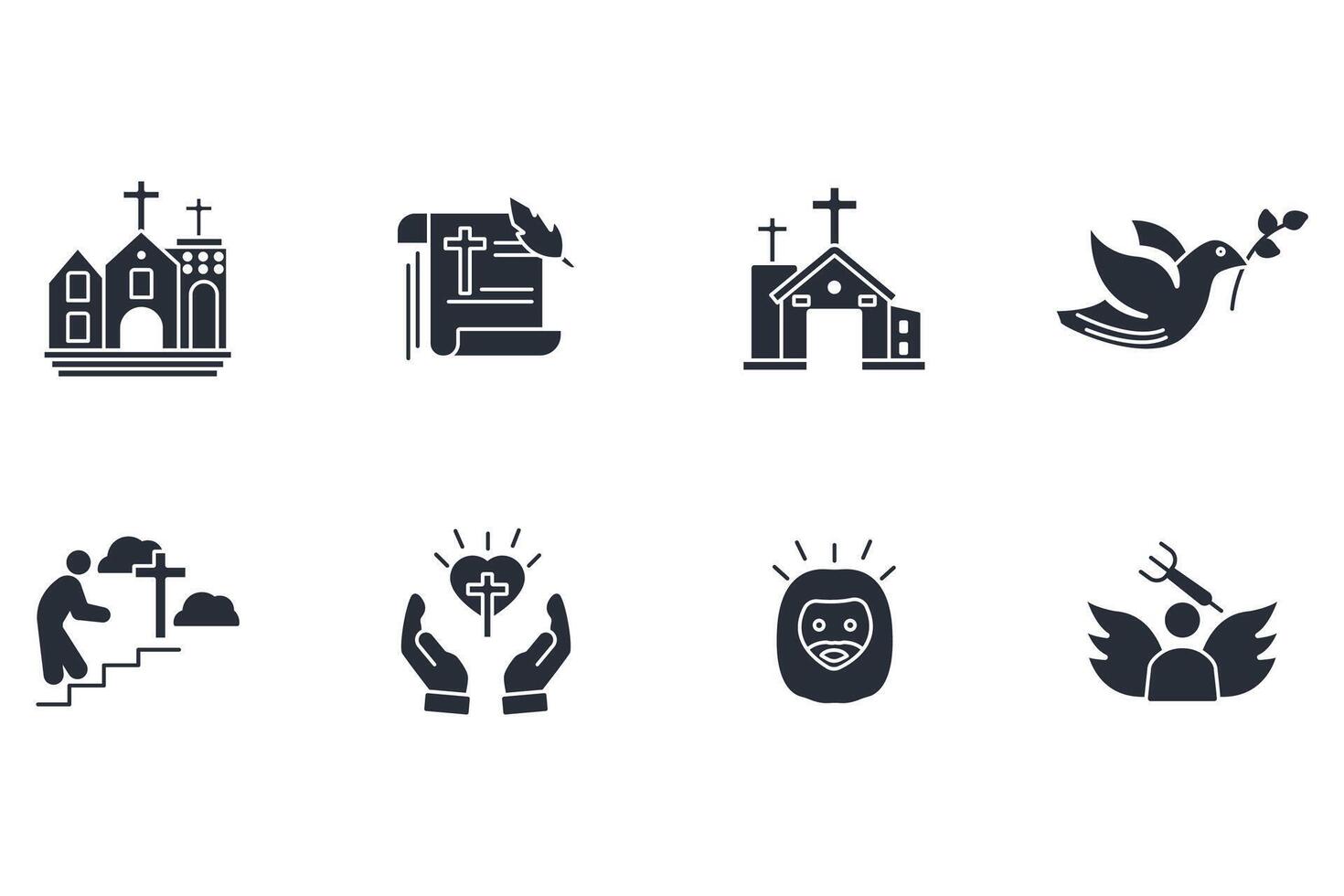 Christianity icon set..Editable stroke.linear style sign for use web design,logo.Symbol illustration. vector