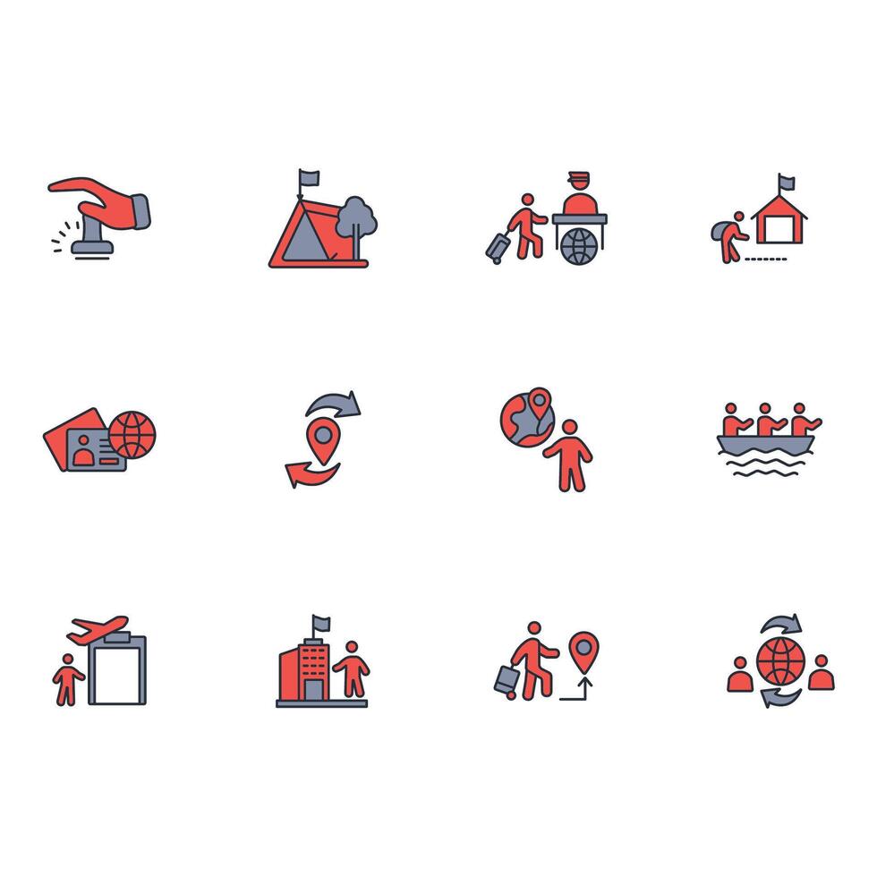 migration icon set..Editable stroke.linear style sign for use web design,logo.Symbol illustration. vector