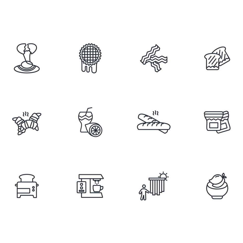 Breakfast icon set..Editable stroke.linear style sign for use web design,logo.Symbol illustration. vector
