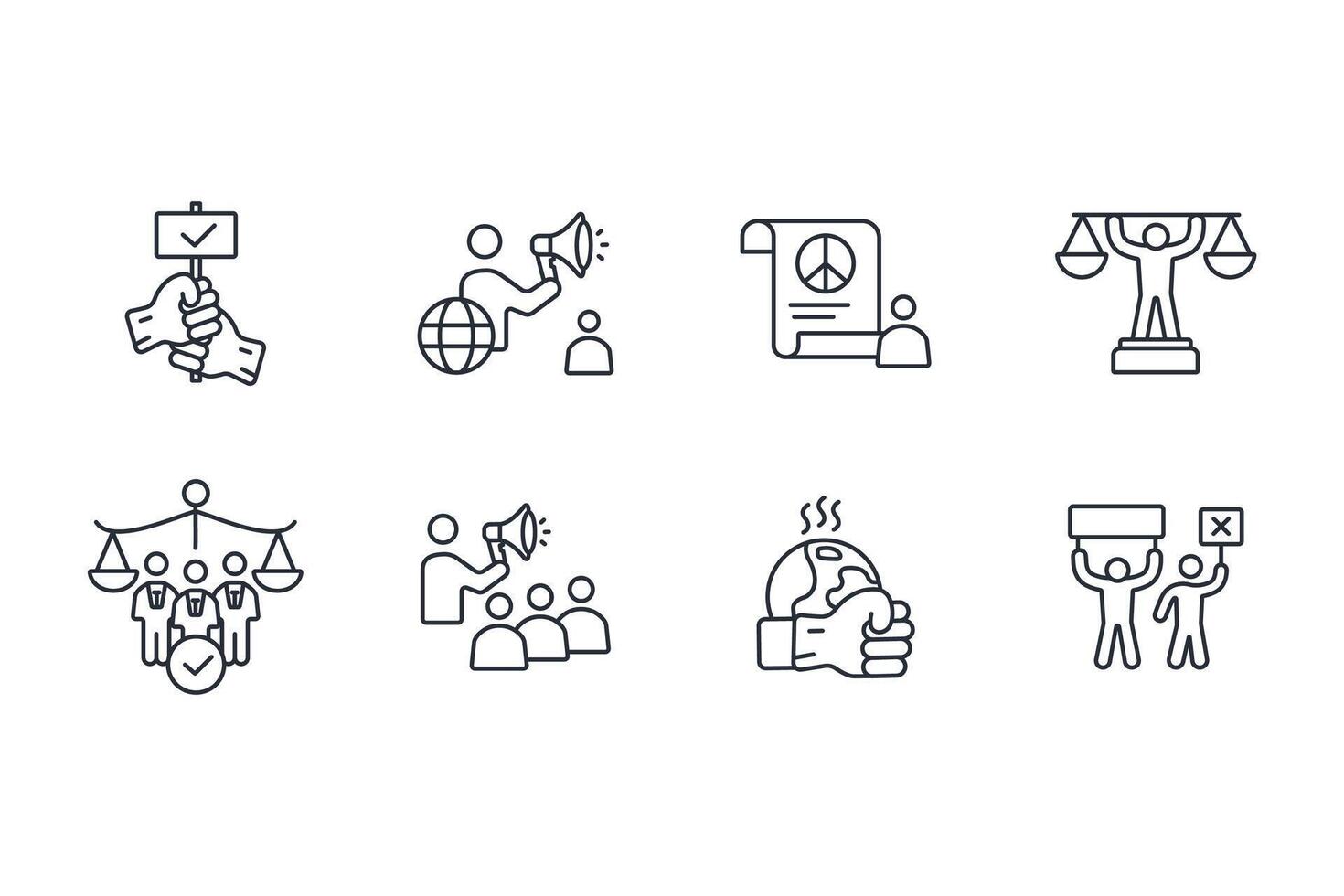 activism protest icon set..Editable stroke.linear style sign for use web design,logo.Symbol illustration. vector