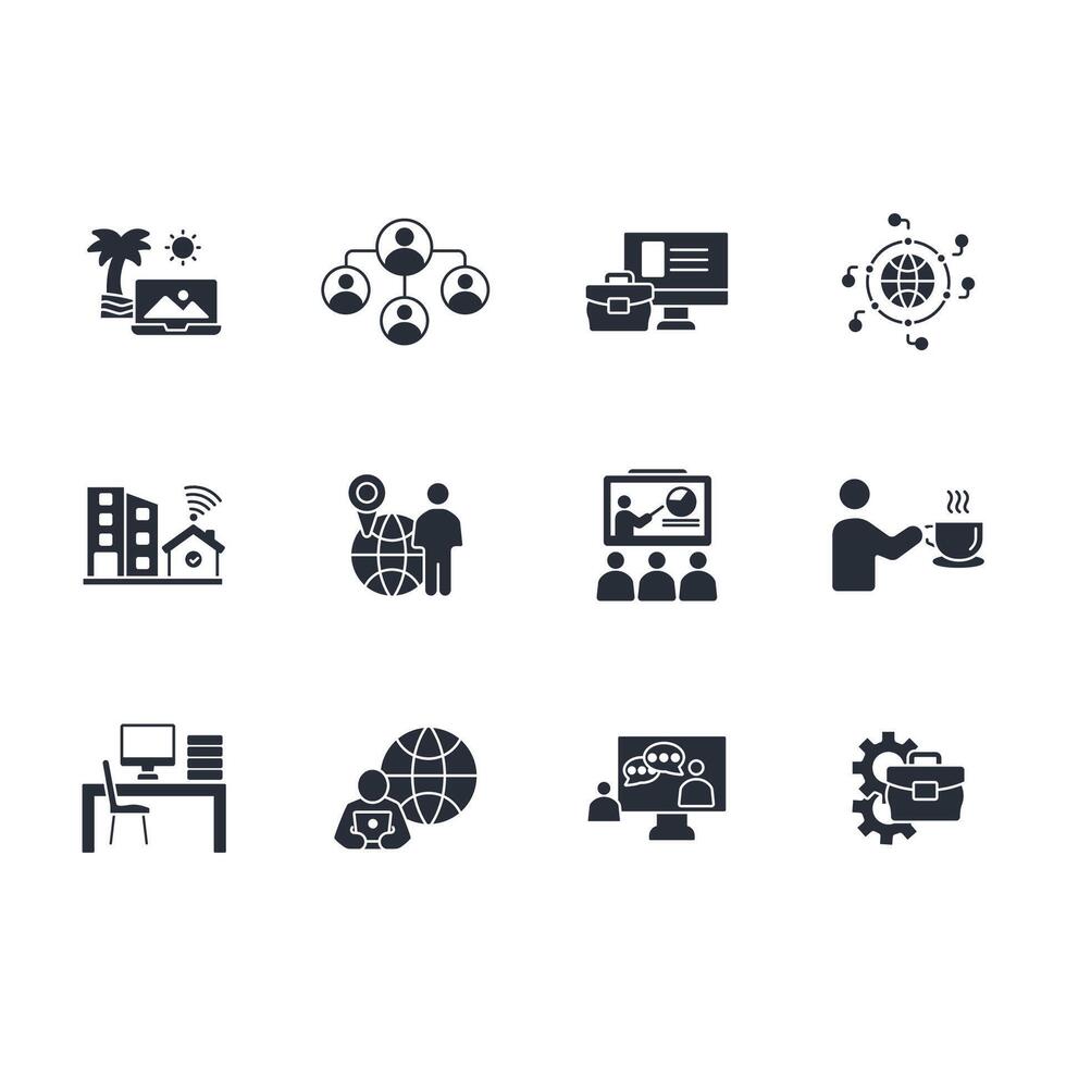 working from home icon set..Editable stroke.linear style sign for use web design,logo.Symbol illustration. vector