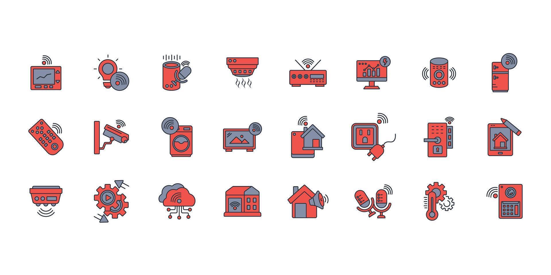 Home automation icon set..Editable stroke.linear style sign for use web design,logo.Symbol illustration. vector