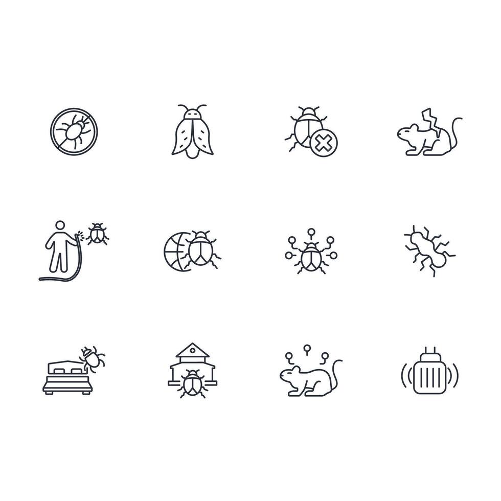 Pest control icon set..Editable stroke.linear style sign for use web design,logo.Symbol illustration. vector