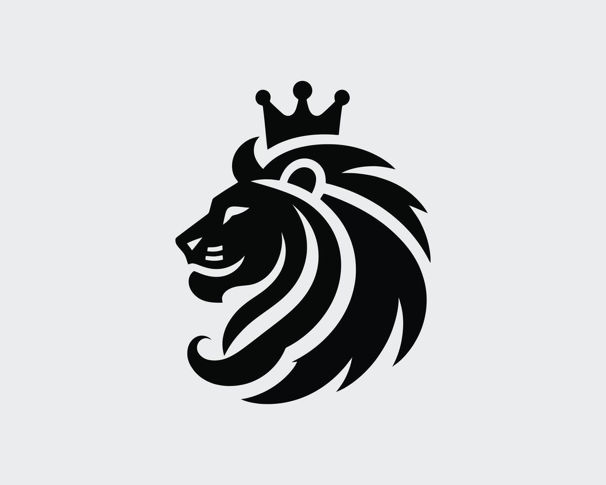 Lion head with crown logo design vector