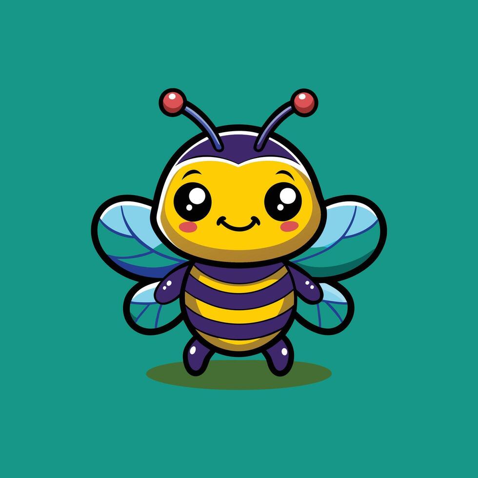 Cute Bee Flying Cartoon Icon Illustration. Animal Nature Icon Concept Isolated Premium vector