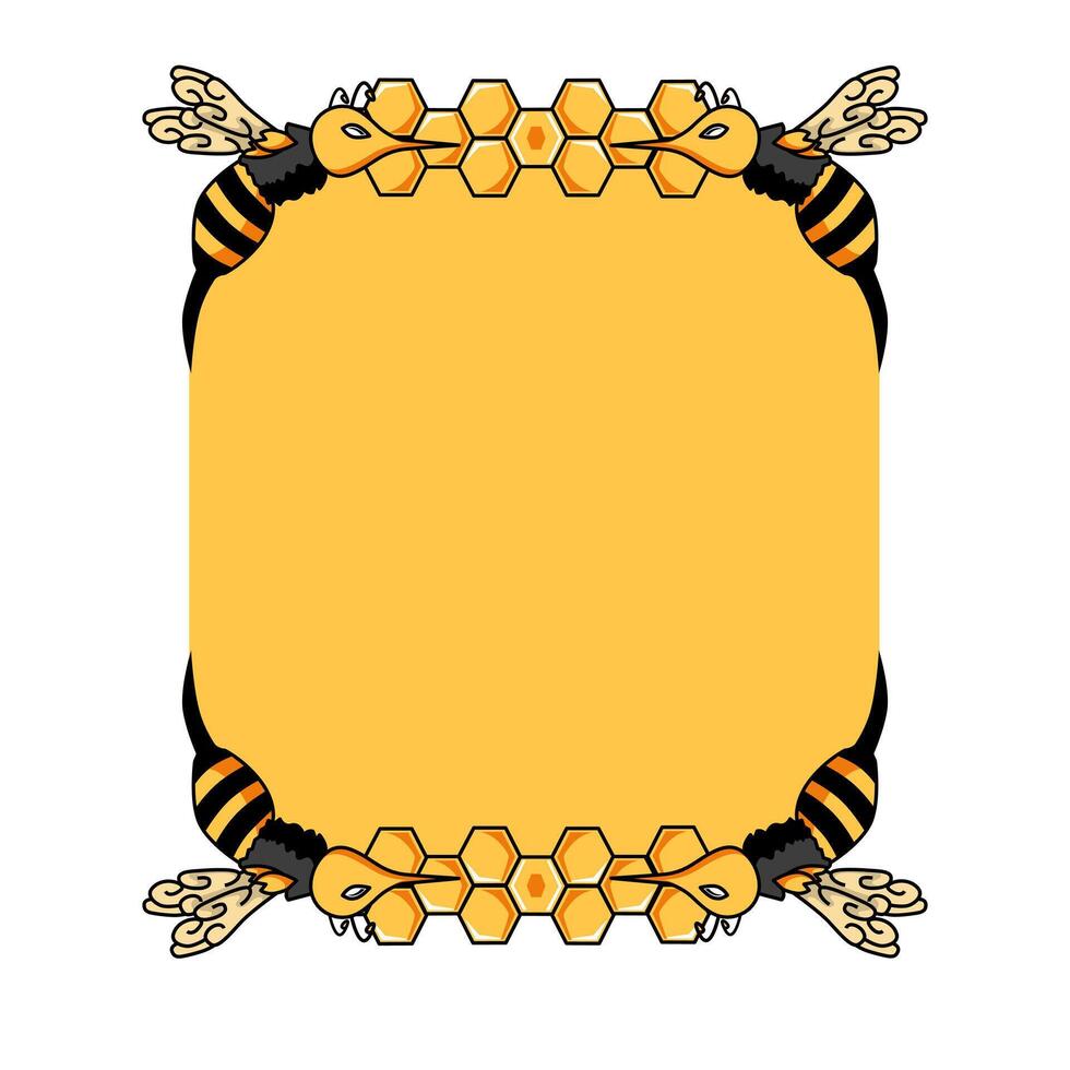 frame with bees and honey. Suitable for borders or decorations vector