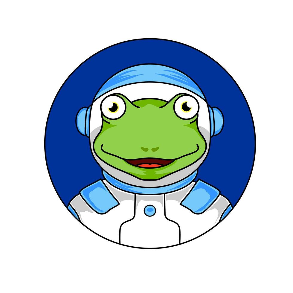 Frog in space costume. illustration vector