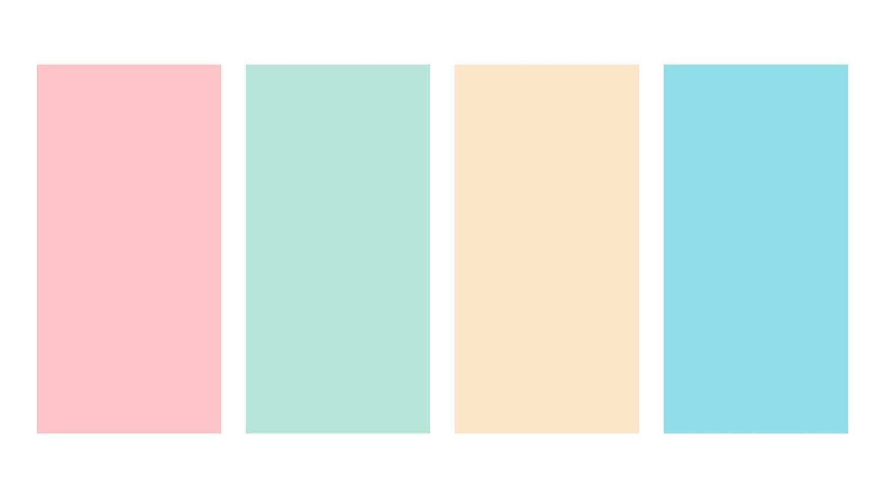 Rosewater, Spearmint, Peach, Turquoise color palette. Set of bright color palette combination in rgb hex. Color palette for ui ux design. Abstract illustration for your graphic design, banner, poster vector