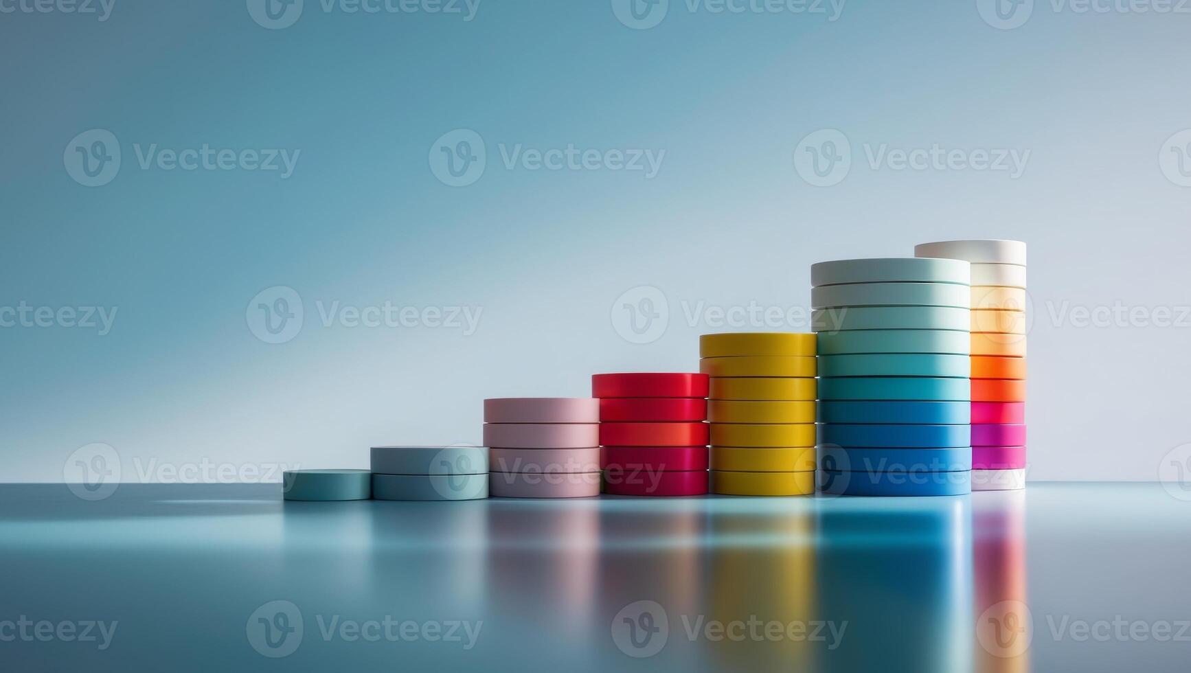A stack of colorful containers on a table photo