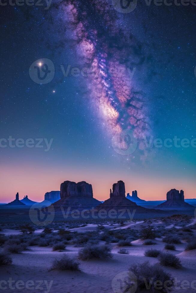 Milky way over monument valley, arizona photo