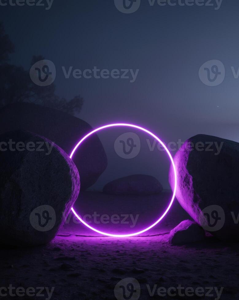 A purple circle is lit up on the ground photo