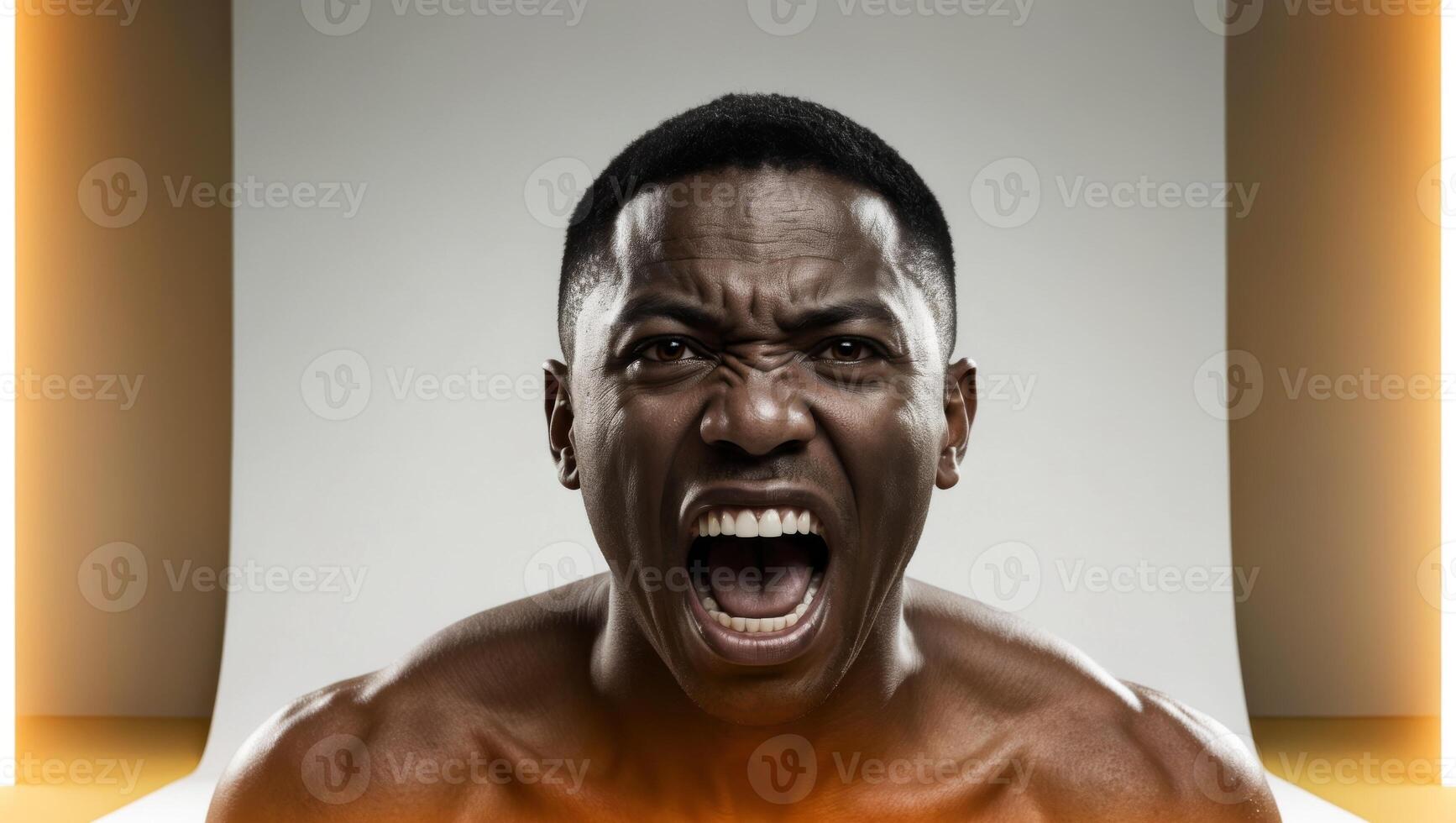 A man with his mouth open and a big smile photo