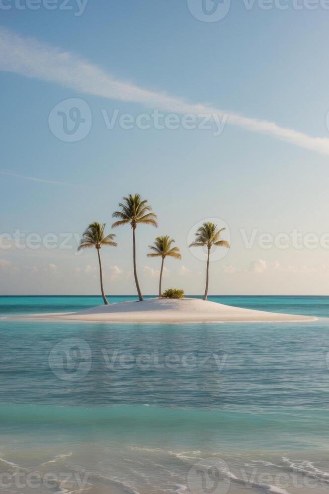 Tropical island with palm trees on the beach photo