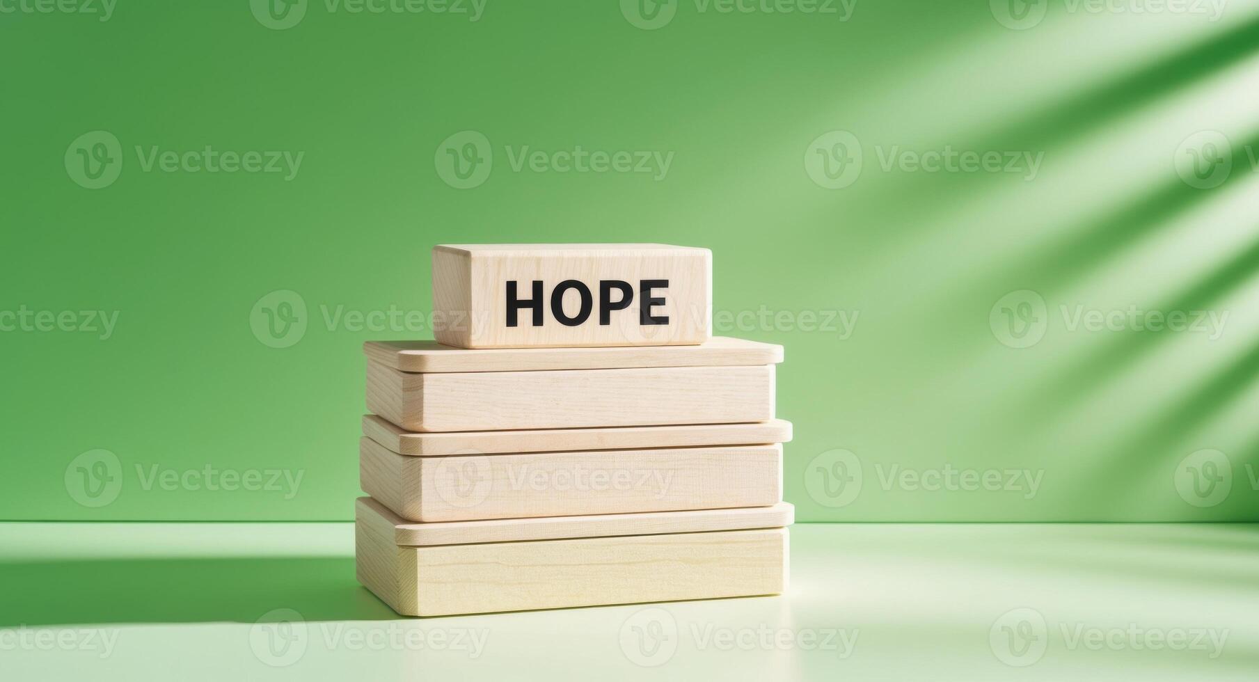 A stack of wooden blocks with the word hope written on them photo