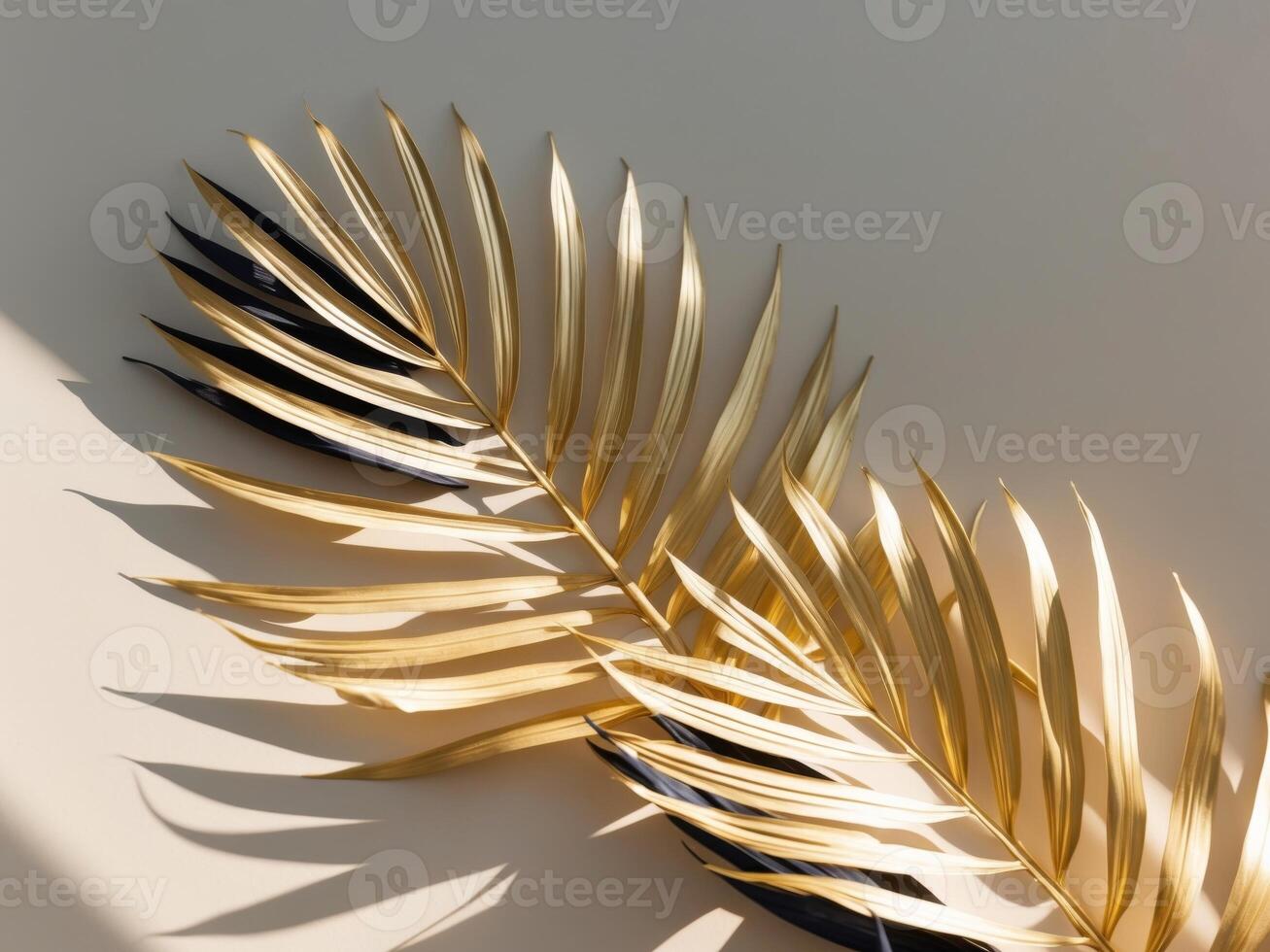 Golden palm leaves on a white background photo