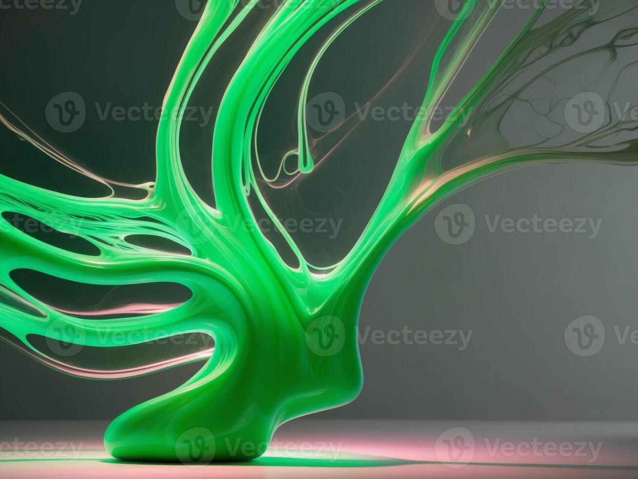 A green liquid flowing in the air photo
