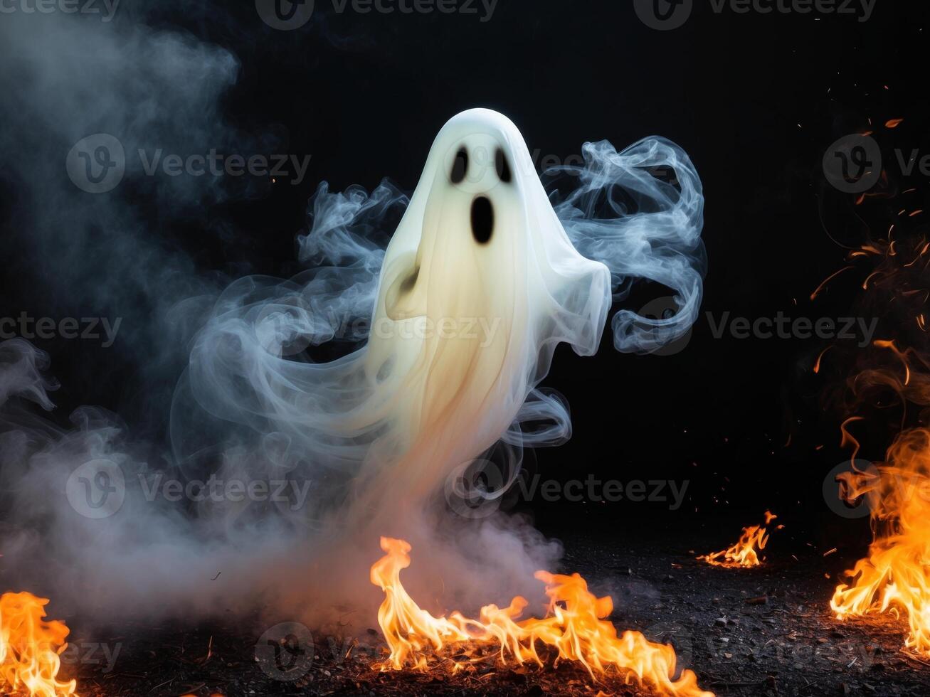 A ghost with smoke coming out of its mouth photo