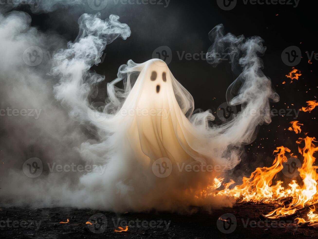A ghost with smoke coming out of its mouth photo