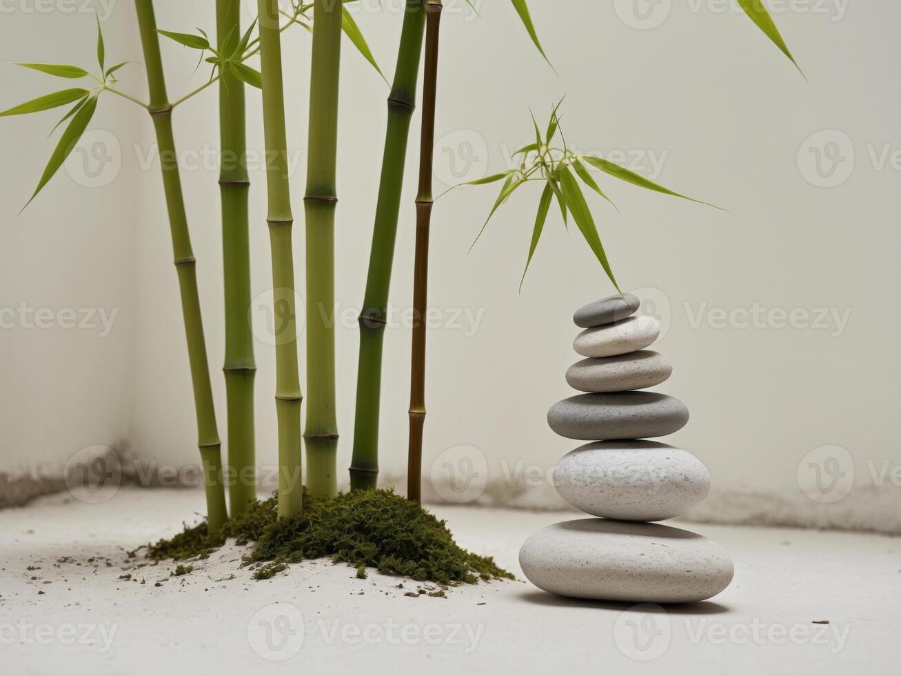 Bamboo and stones in a zen garden photo