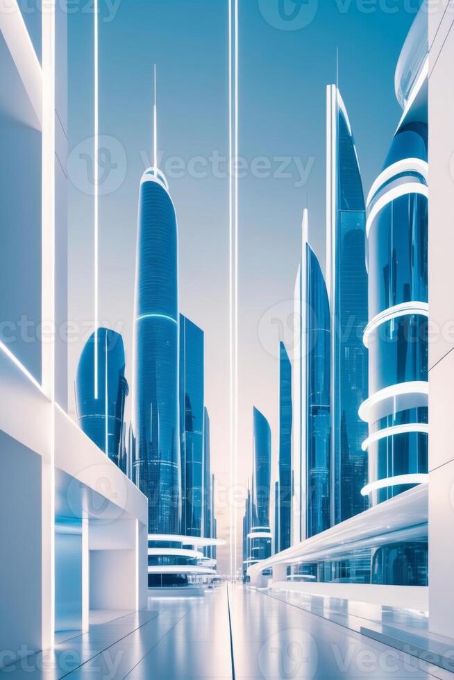 Futuristic cityscape with futuristic buildings and futuristic cityscape photo