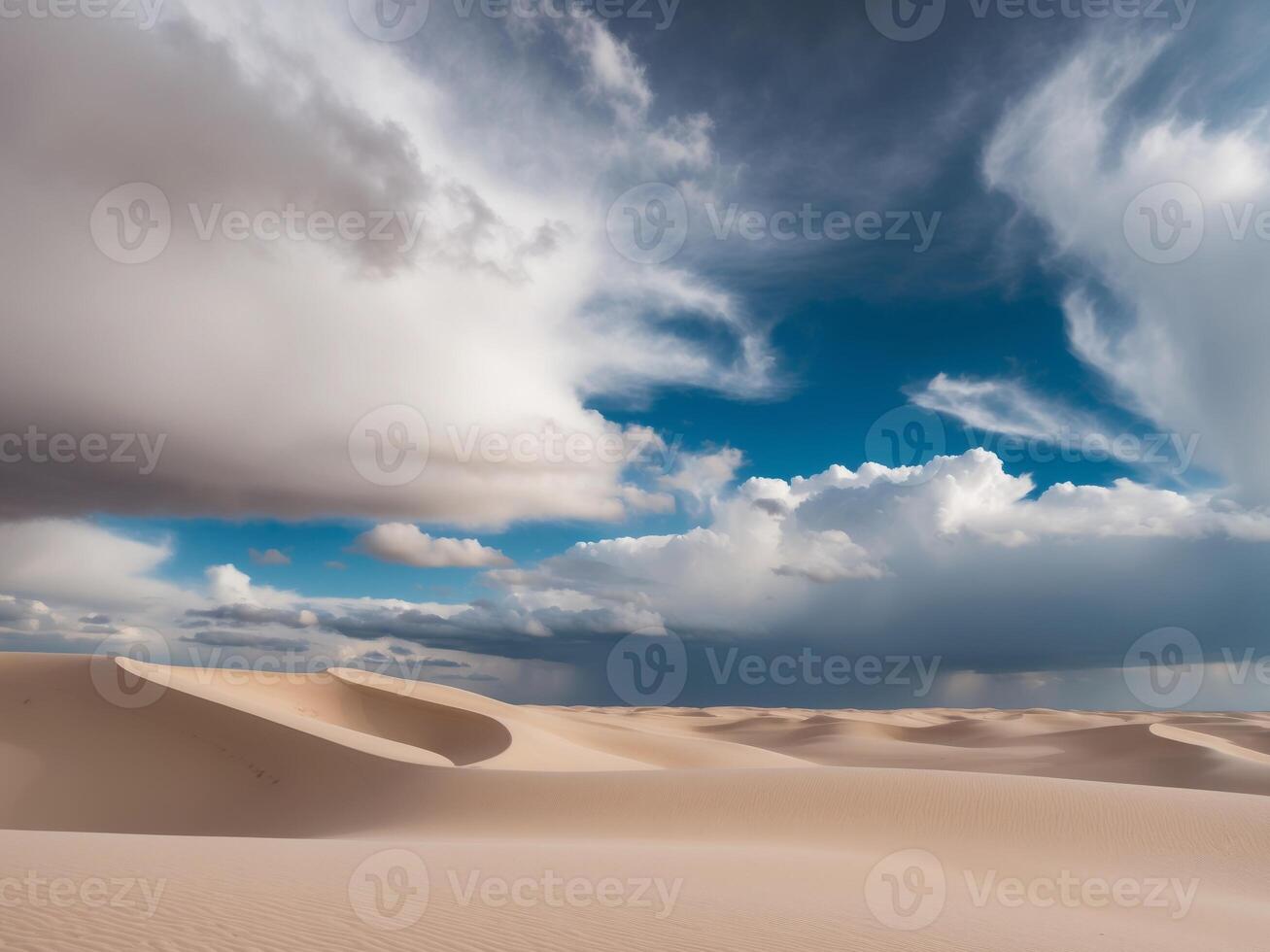 A large sand dune with clouds in the sky photo