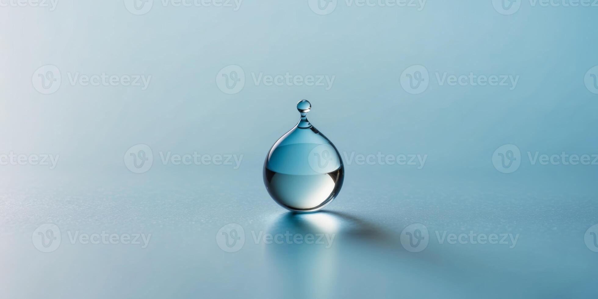 A drop of water on a blue background photo