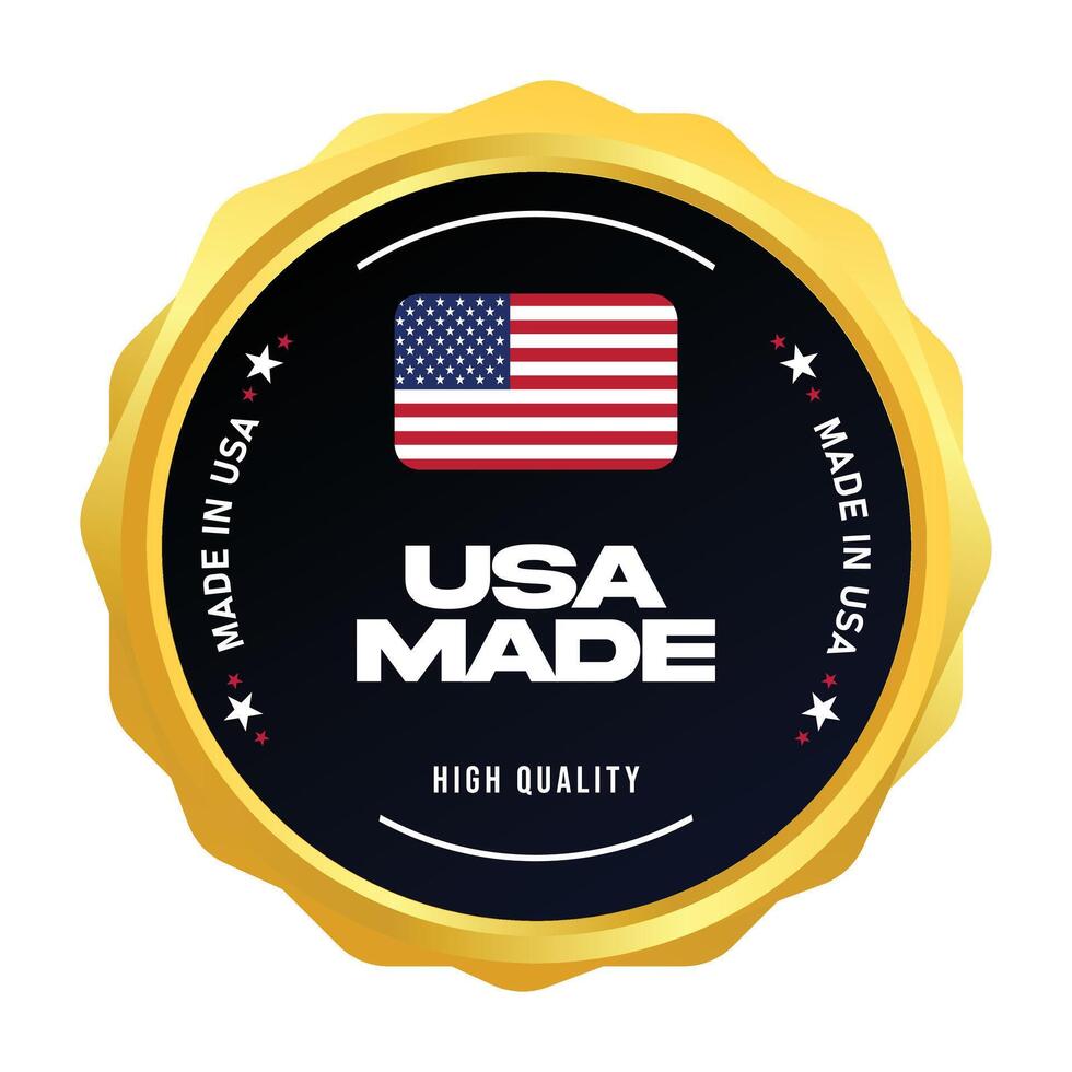 Made in USA. Made in Unite States of America luxury stamp, logo, icon, poster. American product emblem. Quality Product American Made stamp, sticker. vector