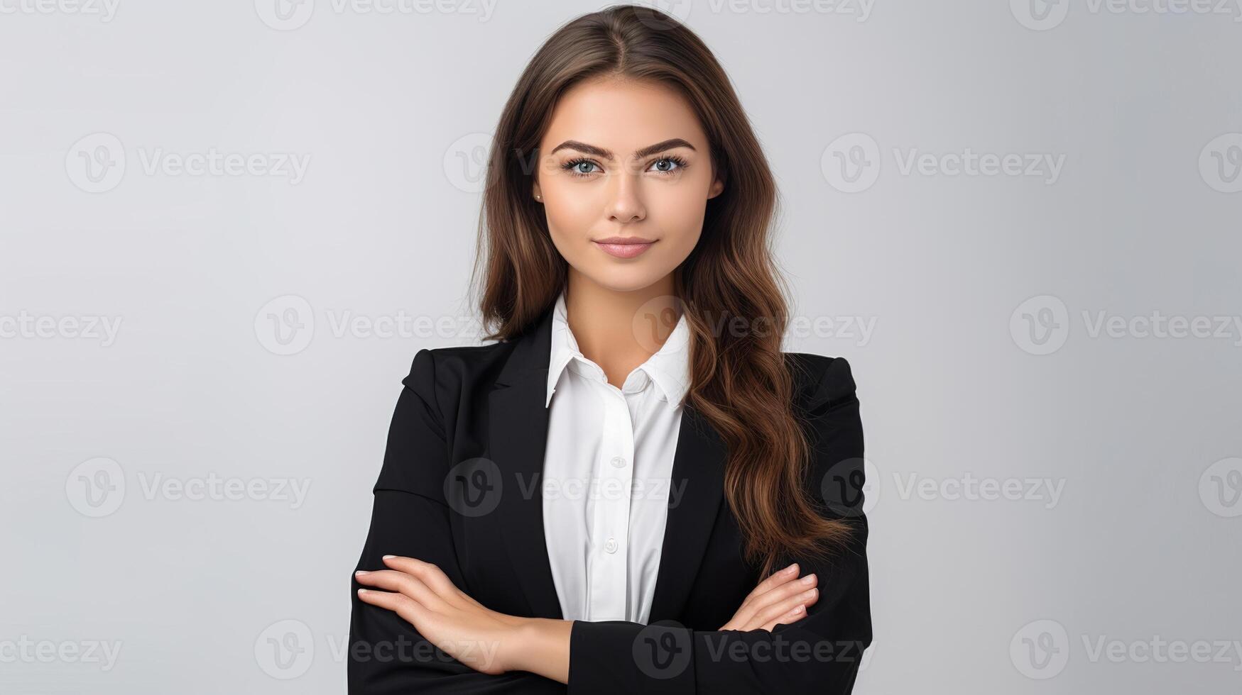 A beautiful young business woman in a suit and tie photo