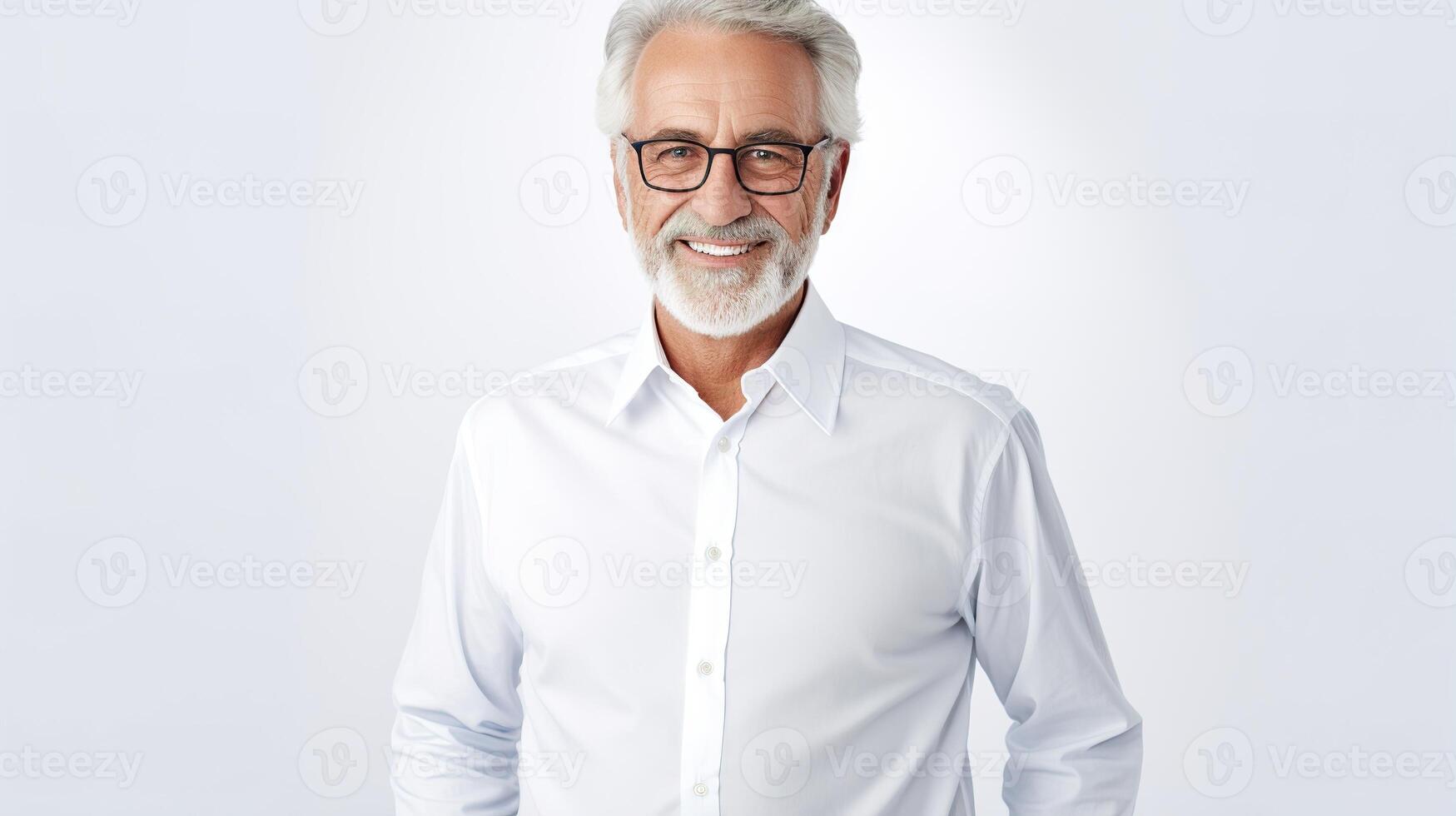 A man with glasses and a beard is smiling photo