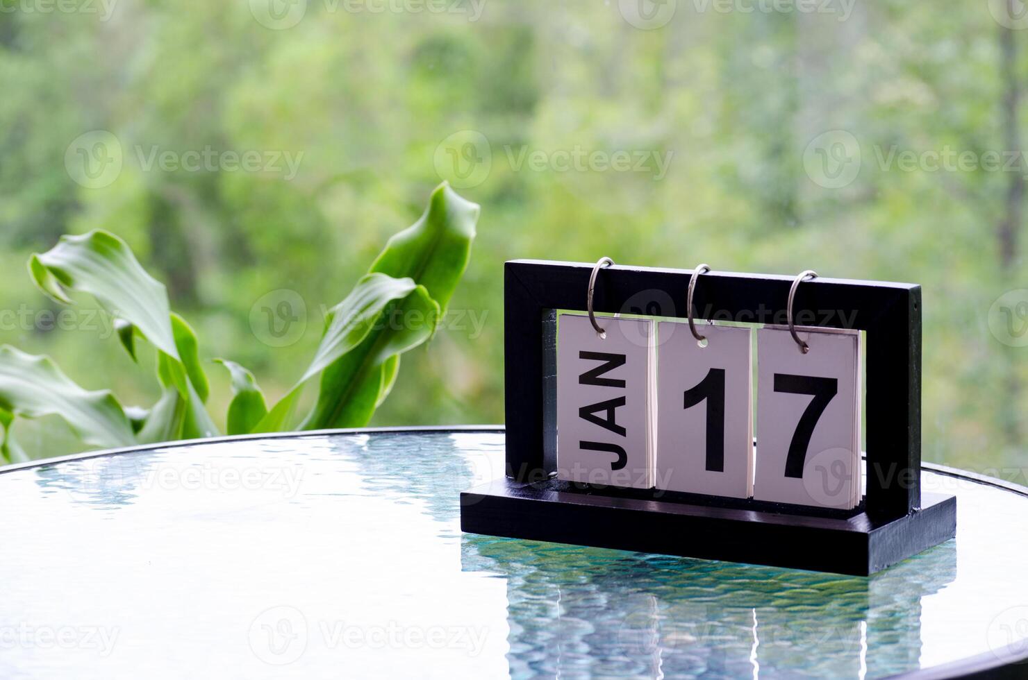 17 January calendar table with blurred nature background. With customizable space for text or ideas photo