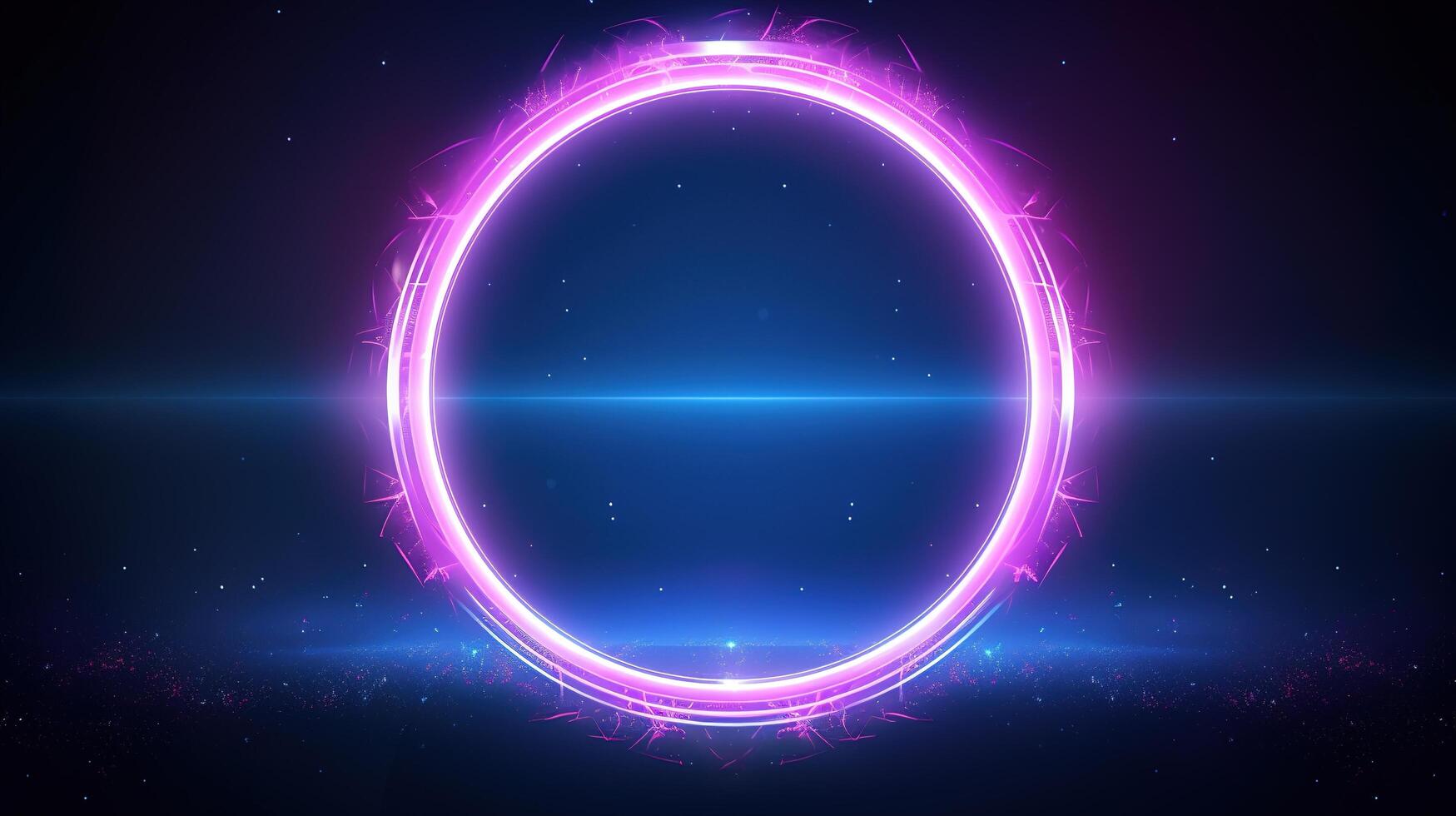 A glowing purple circle with a glowing light around it photo