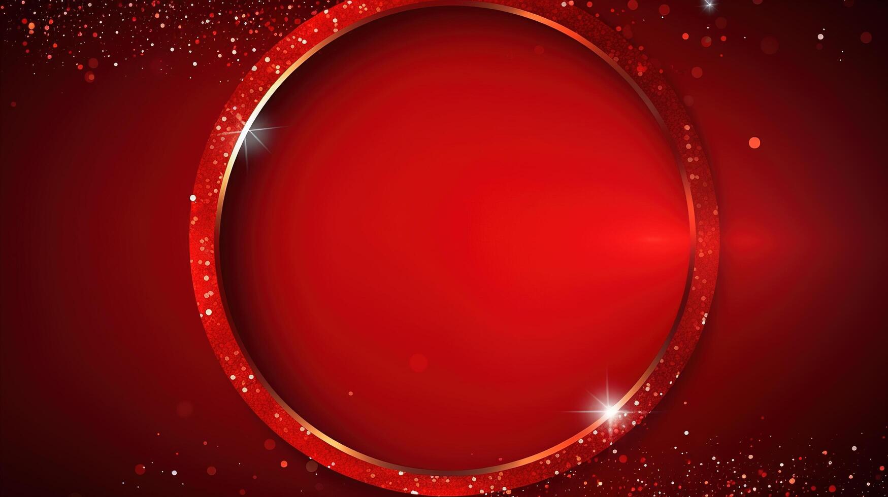 Red background with shiny circle and sparkles photo