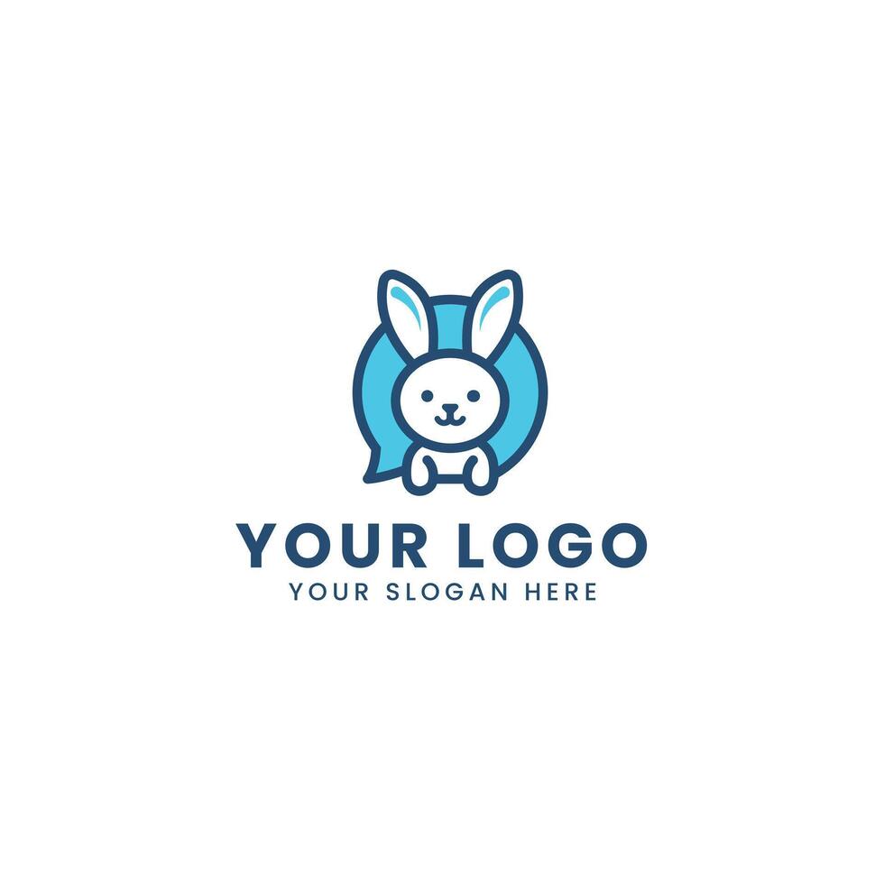 Cute white Rabbit Bunny Hare Mascot Character Cartoon Logo Icon Illustration vector