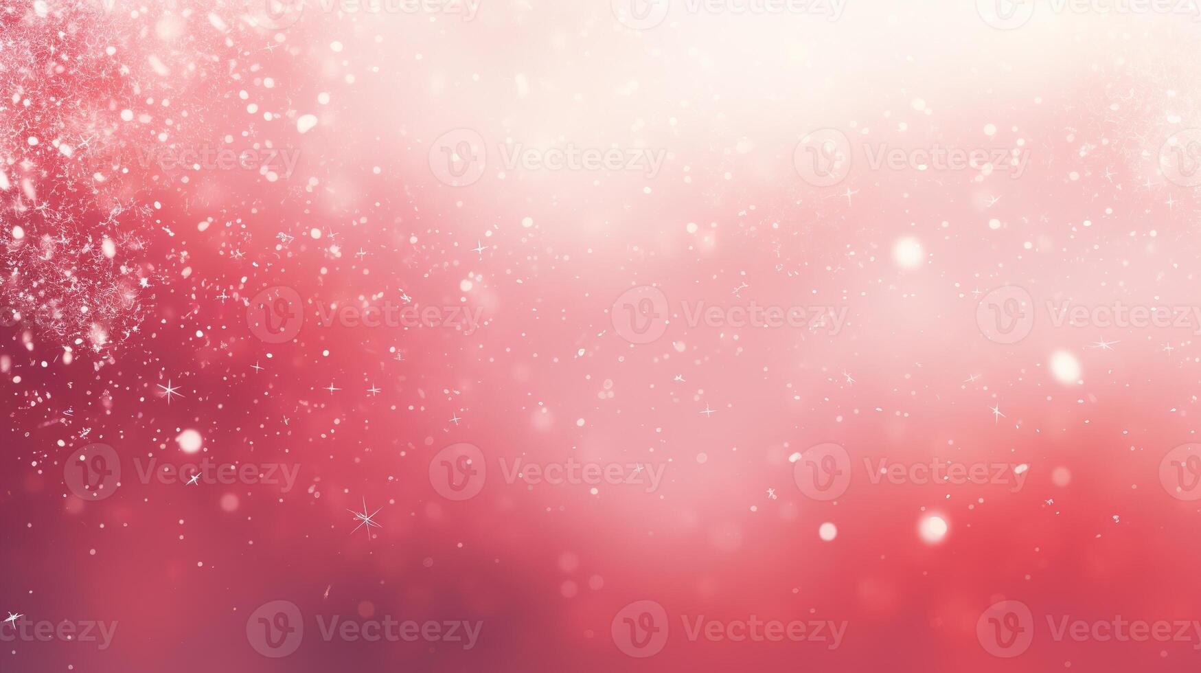 A red and pink background with snow falling photo