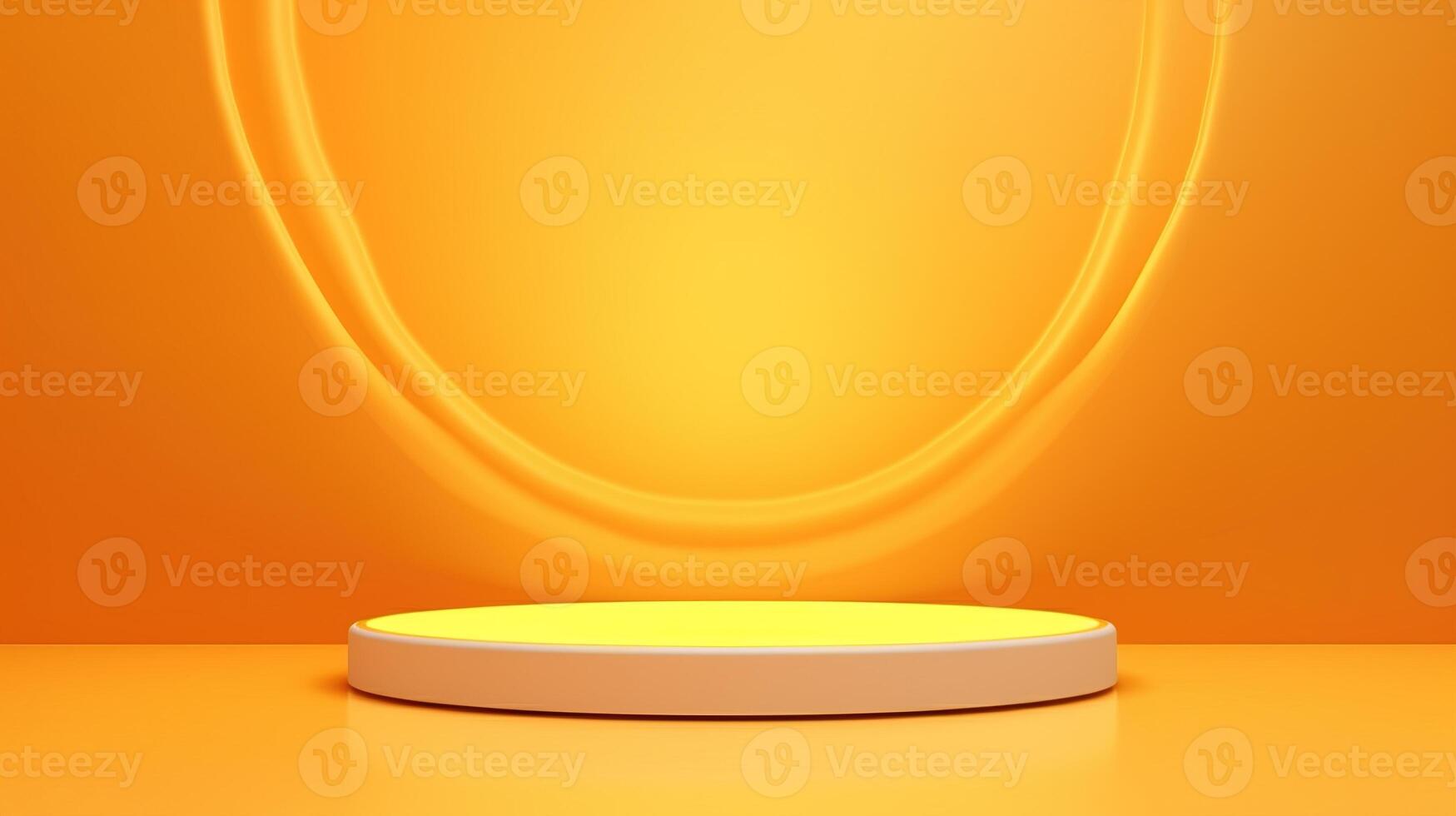 An empty pedestal with a yellow light shining on it photo