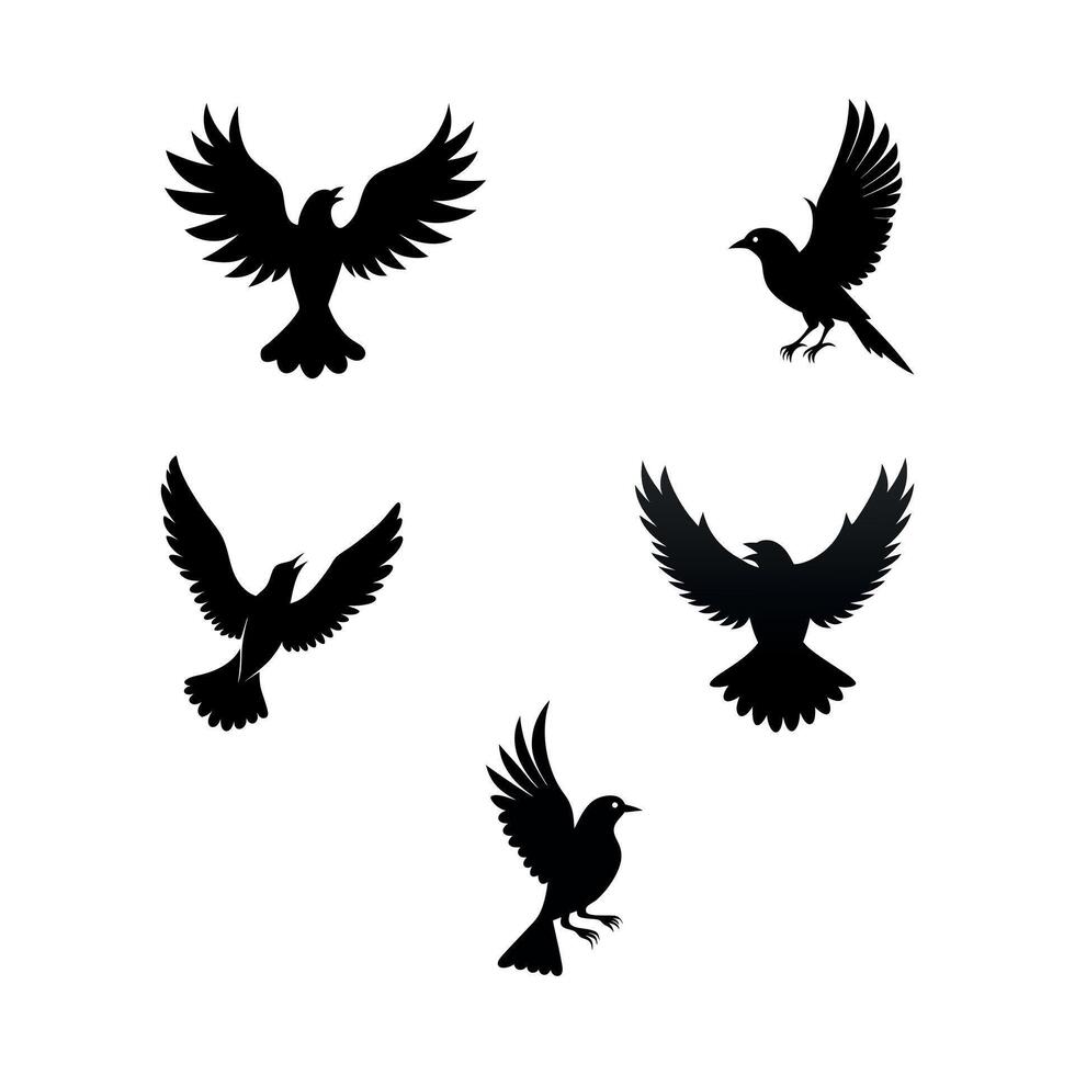 Silhouette flock of birds isolated on white background vector