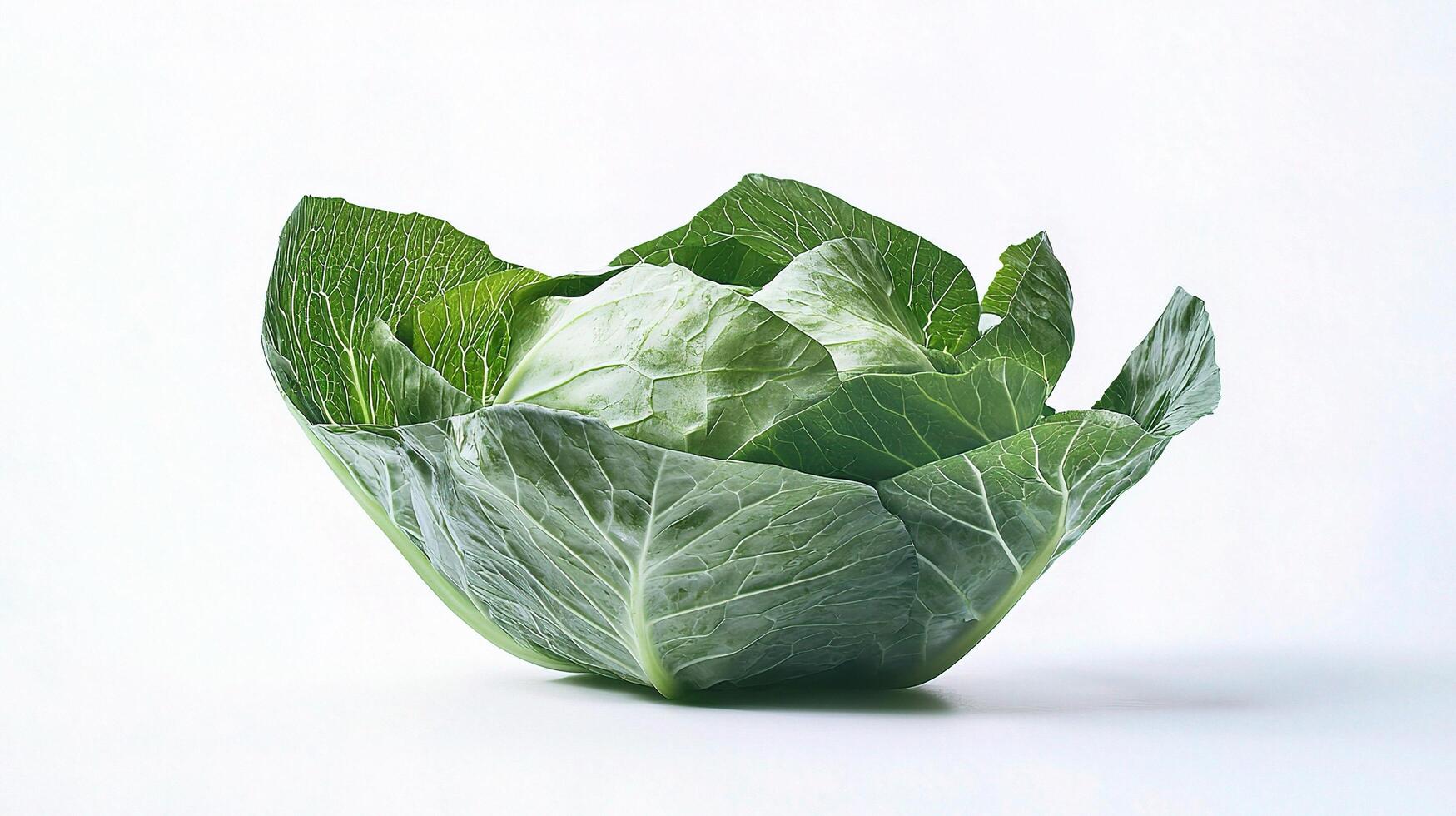 A cabbage is shown on a white background photo