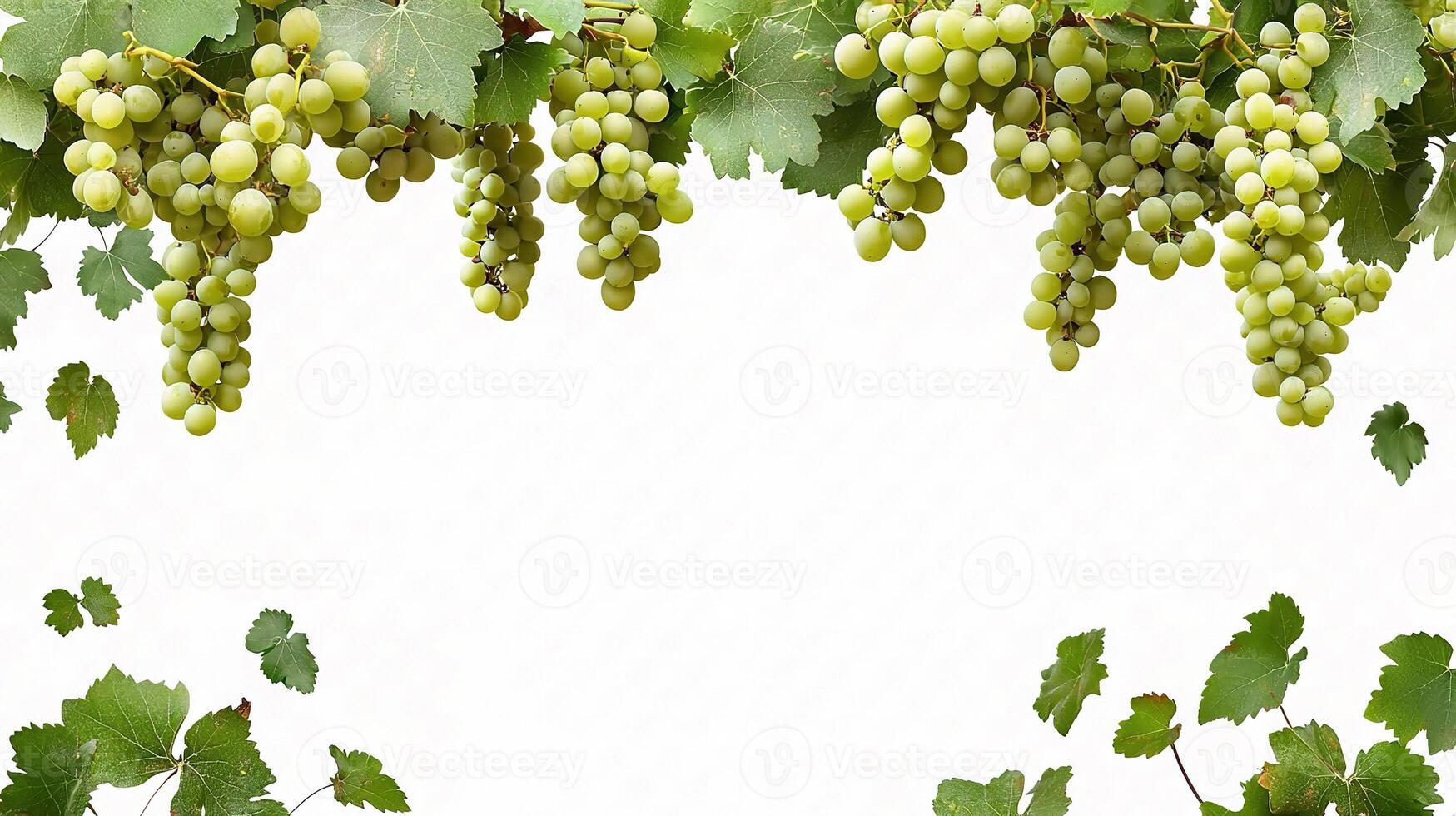 Grapes hanging from the vine on a white background photo